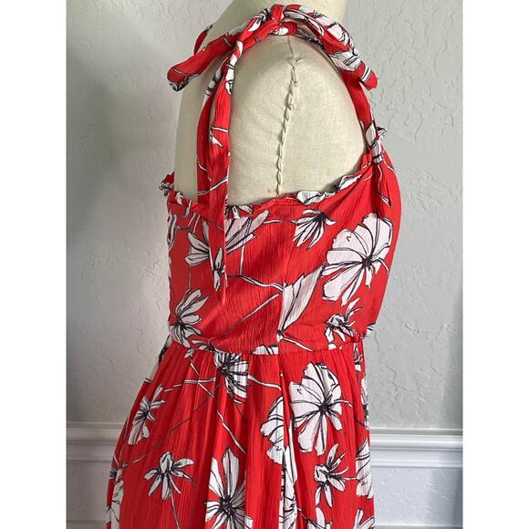 Jason Wu Collective Floral Midi Dress Tie Straps Slit - Picture 12 of 14